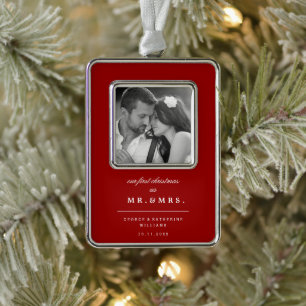 Herr-u. Frau-First Christmas Wedding Foto Rahmen-Ornament Silber