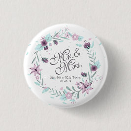 Herr-u. Frau-Floral Watercolor Wedding Pin Knopf Button