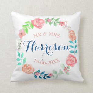Herr-u. Frau-Floral Wedding Cushion Watercolour Kissen