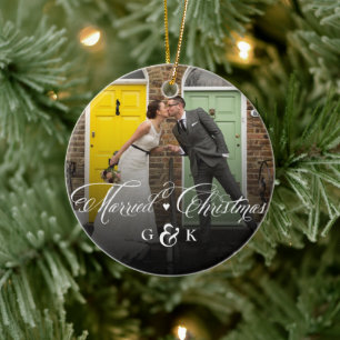 Herr-u. Frau-Married Christmas Wedding Foto Keramikornament
