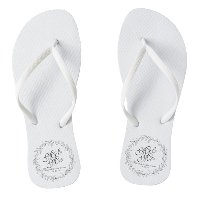 Herr-u. Frau-Simple Floral Wedding Flip Reinfälle Flops (Fußbett)