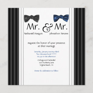 Herr u. Herr Bow Ties u. Button Striped Hochzeit Einladung