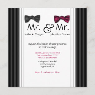Herr u. Herr Bow Ties u. Button Striped Hochzeit Einladung