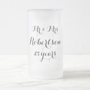 Herr und Frau 25. Hochzeitsjubiläum Glas Bierkrug Mattglas Bierglas