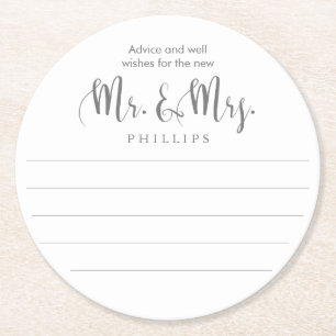 Herr und Frau Advice Wedding Runder Pappuntersetzer