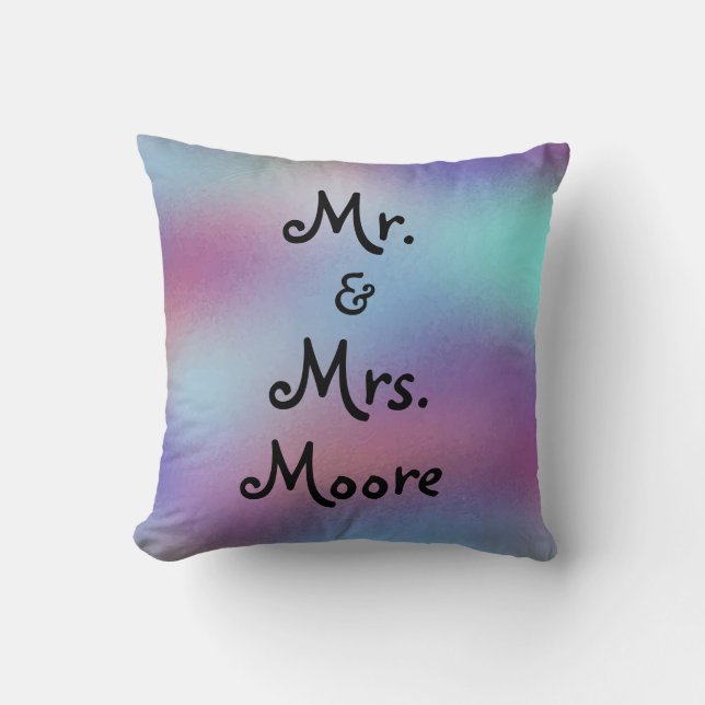 Herr und Frau Beautiful Personalized Wedding Kissen (Vorderseite)