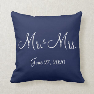 Herr und Frau Blue Nautical Wedding Pillows Kissen