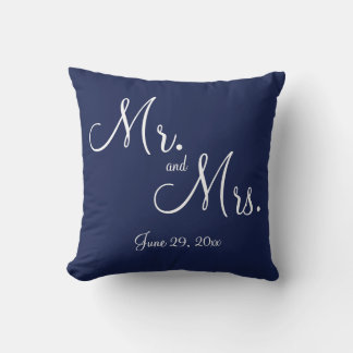 Herr und Frau Blue Nautical Wedding Pillows Kissen