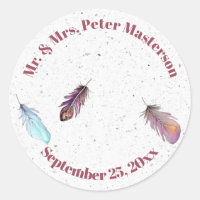 Herr und Frau Boho Feather Design mit Datum
