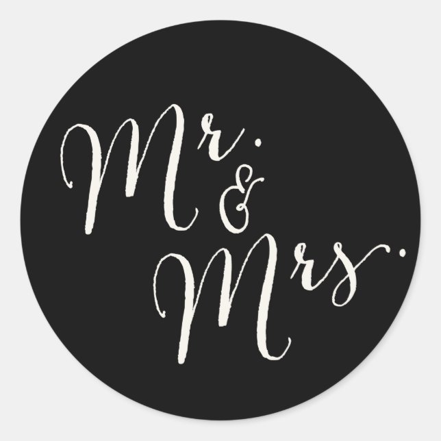 Herr und Frau Calligraphy Script Wedding Stickers (Vorderseite)