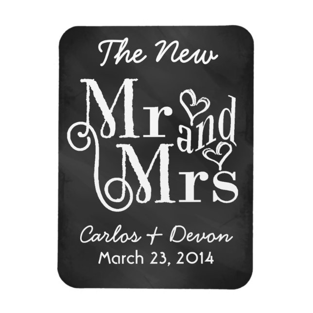 "Herr und Frau." Chalkboard Wedding Souvenier Magn Magnet (Vertikal)