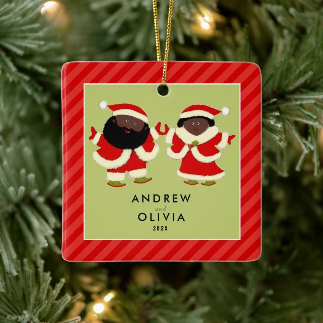 Herr und Frau Christmas Collectible Keramikornament (Baum)