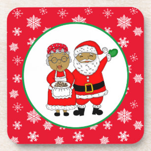 Herr und Frau Claus, afroamerikanischer Weihnachts Getränkeuntersetzer