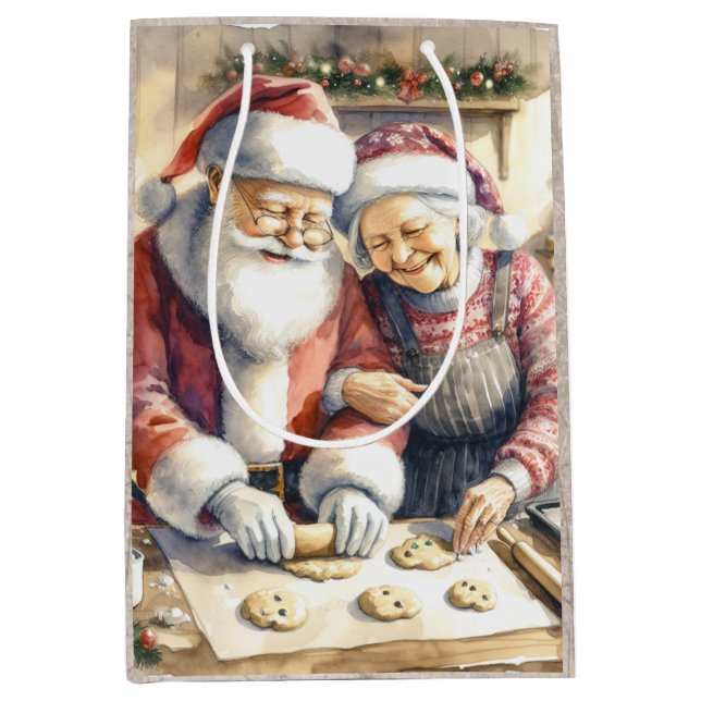 Herr und Frau Clause Niedliche Weihnachten Mittlere Geschenktüte (Vorderseite)