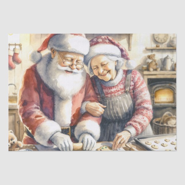 Herr und Frau Clause Niedliche Weihnachten Seidenpapier (Vorderseite)