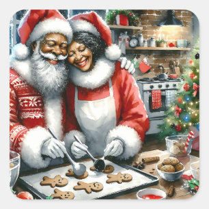 Herr und Frau Clause Süßes Weihnachten Quadratischer Aufkleber