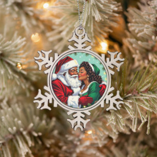 Herr und Frau Clause Süßes Weihnachten Schneeflocken Zinn-Ornament