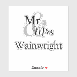 Herr und Frau Custom Surname Cutout Aufkleber