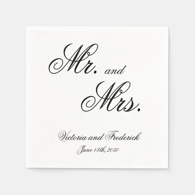 Herr und Frau Elegant Calligraphy Wedding Serviette (Vorderseite)
