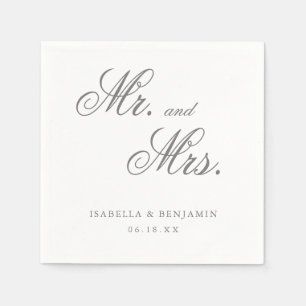Herr und Frau Elegant Formal Gray Wedding Serviette
