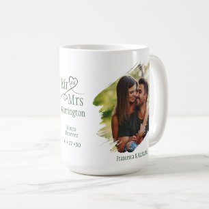 Herr und Frau Elegant Herz Typografie Foto-Andenke Kaffeetasse