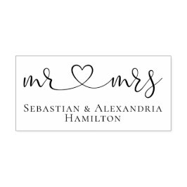Herr und Frau Elegant Scroll Herztext Gummistempel