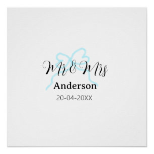 Herr und Frau Familienname Datum Jahr Hochzeitsbog Poster