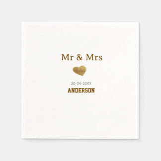 Herr und Frau Familienname goldener Glitter Herz S Serviette
