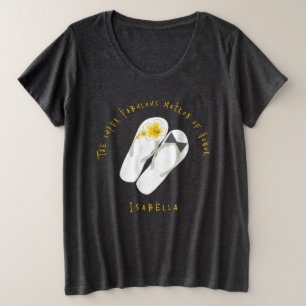 Herr und Frau Flip Flops Gelbe Hibiskus-Strandhoch Große Größe T-Shirt
