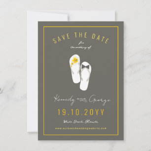 Herr und Frau Flip Flops Hibiskus-Strandhochzeitsf Save The Date