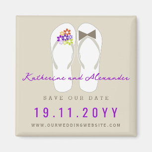 Herr und Frau Flip Flops Strandhochzeit Termin vor Magnet