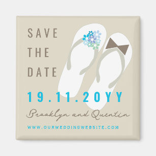 Herr und Frau Flip Flops Strandhochzeit Termin vor Magnet