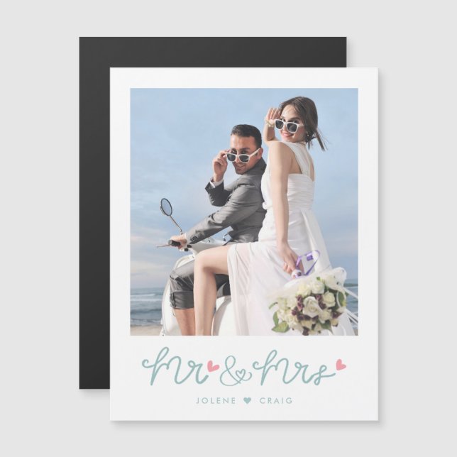 Herr und Frau Foto Wedding Vielen Dank Magnetkarte (Vorne/Hinten)