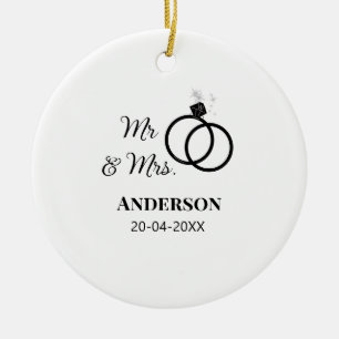 Herr und Frau fügen Familienname Datum Jahr Hochze Keramik Ornament