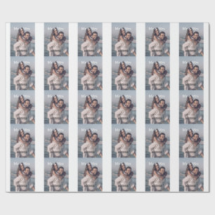 Herr und Frau fügen Familienname Foto Datum Hochze Geschenkpapier