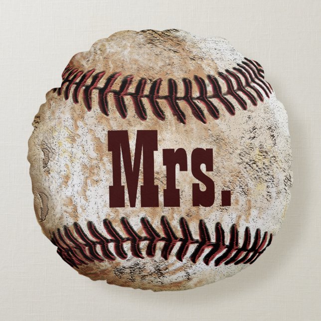 Herr und Frau Gifts, Baseball Wedding Gifts Pillow Rundes Kissen (Vorderseite)