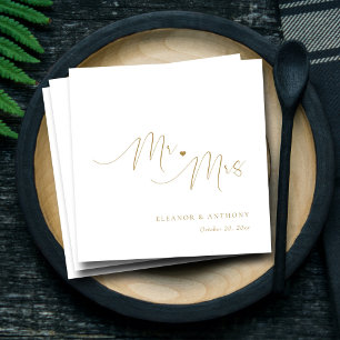 Herr und Frau Gold Hochzeitsservietten mit Schrift Serviette