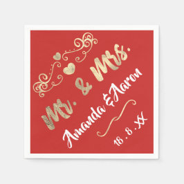 Herr und Frau Heart Red Ruby Champaigne Gold Serviette