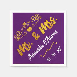 Herr und Frau Hearts Lila White Champaigne Gold Serviette