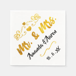 Herr und Frau Hearts Schwarz-weiß Champaigne Gold Serviette