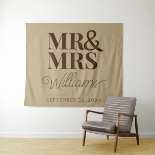 Herr und Frau Hochzeit Brautparty Moderne Kulisse Wandteppich