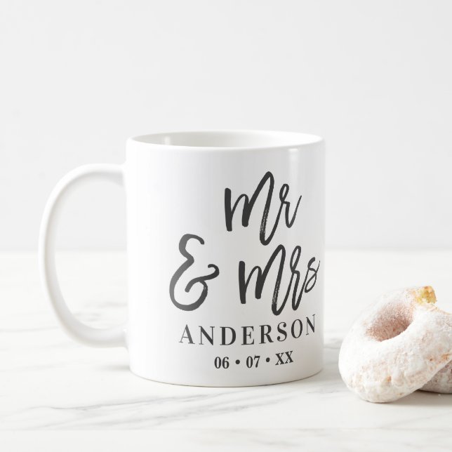 Herr und Frau Hochzeit Foto begünstigen Geschenk Kaffeetasse (Mit Donut)