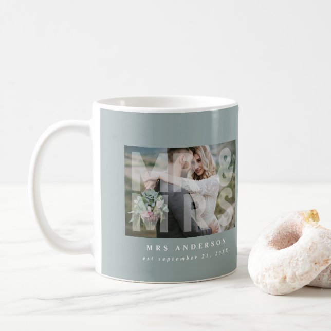 Herr und Frau Hochzeit Foto begünstigen Geschenk Kaffeetasse (Mit Donut)