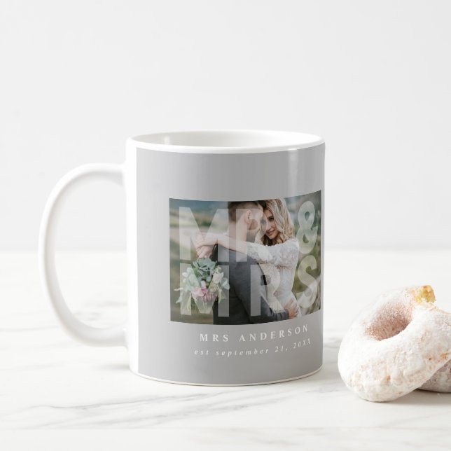 Herr und Frau Hochzeit Foto begünstigen Geschenk Kaffeetasse (Mit Donut)