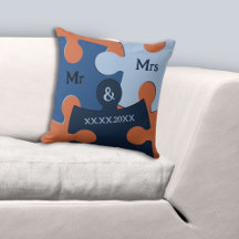 Herr und Frau Hochzeitsdatum Blaue und Orange Puzz