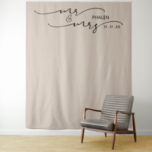 Herr und Frau Hochzeitsfoto Beige Banner Wandteppich
