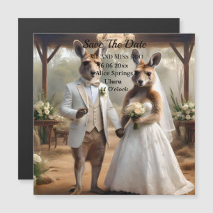 Herr und Frau Kangaroo White Wedding Einladung, Magnetkarte