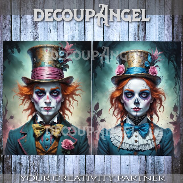 Herr und Frau Mad Hatters Decoupage Seidenpapier (Von Creator hochgeladen)