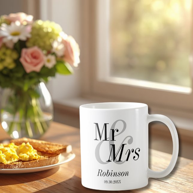 Herr und Frau Minimal Modern Wedding Gift Kaffeetasse (Von Creator hochgeladen)