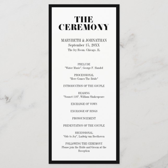 Herr und Frau Modern Bold Wedding Program Programm (Vorderseite)